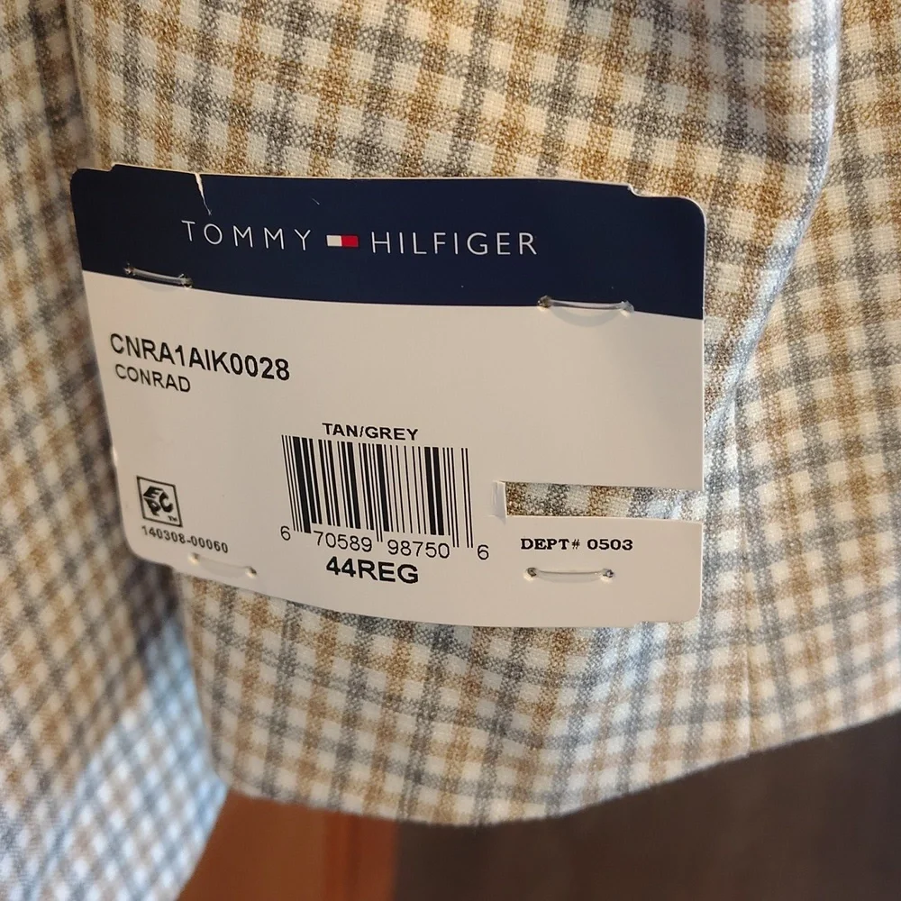 NWT Tommy Hilfiger Conrad Tan/Grey Sport Coat 44REG Flex - Picture 7 of 14